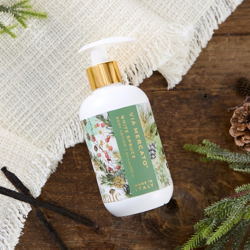 Via Mercato Body Lotion - Moisturizing Non-Greasy Formula | 8.4 Fl Oz White Spruce Scent