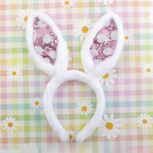 Susunaya 1 pc Bunny Ears Headbands Plush Rabbit Ear Headband for Women Bunnys Ear Headband for Kids Adults Party Supplies（pink）