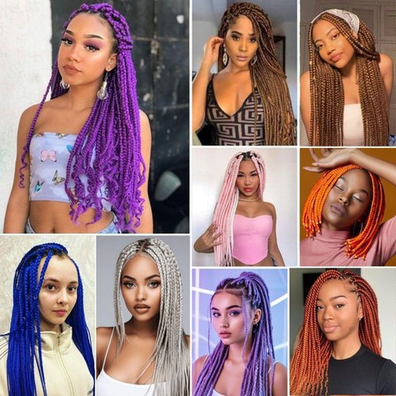 Beauday long Purple Braiding Hair Pre stretched Synthetic Hair Extensions for Braids,Yaki Texture Purple Hair Extensions for Stage Party Halloween Costume Cosplay 24 inch
