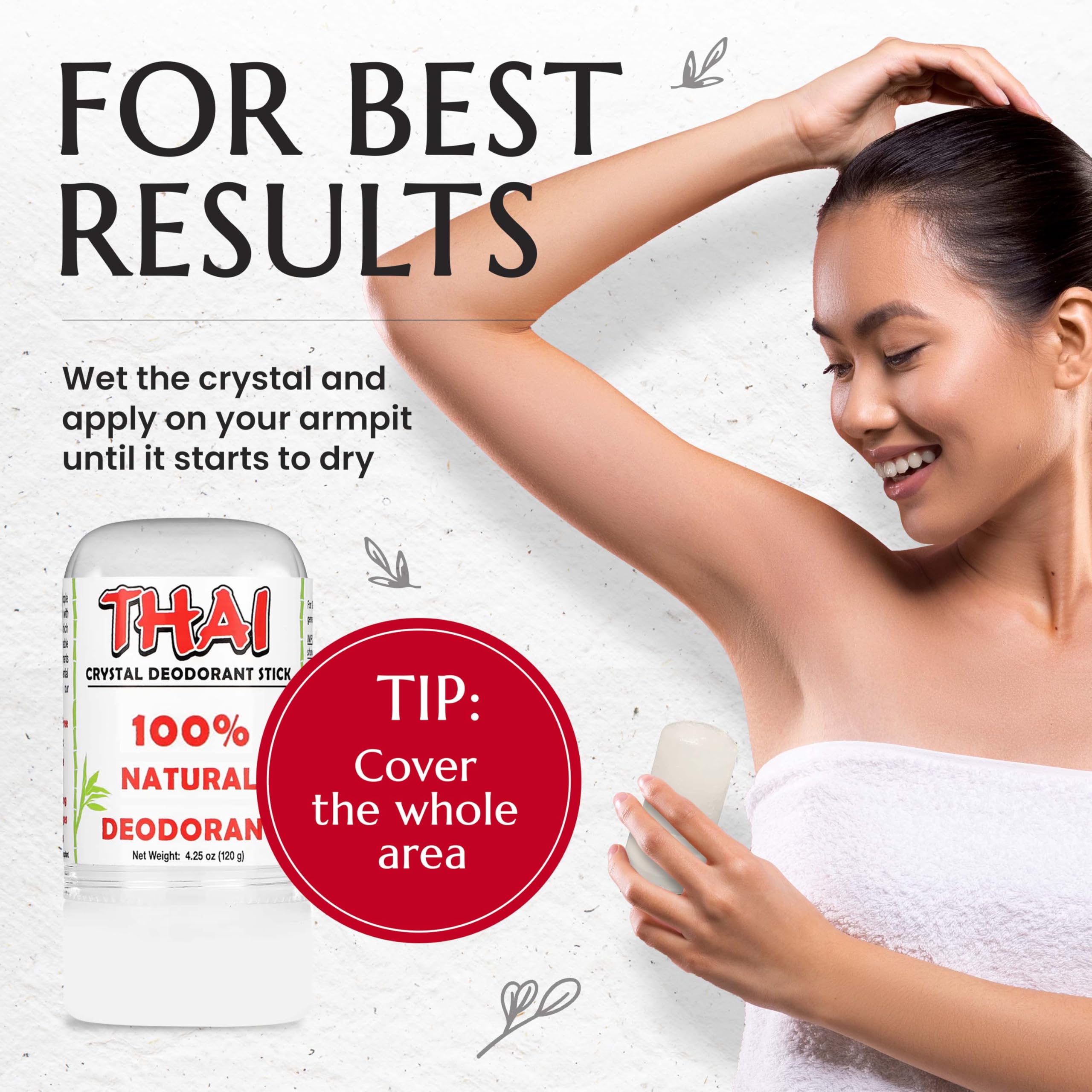 2-Pack Thai Crystal Deodorant - Clinically Tested - Dermatologist Approved Natural Whole Body Deodorant for Men, Women & Teens - Crafted in USA