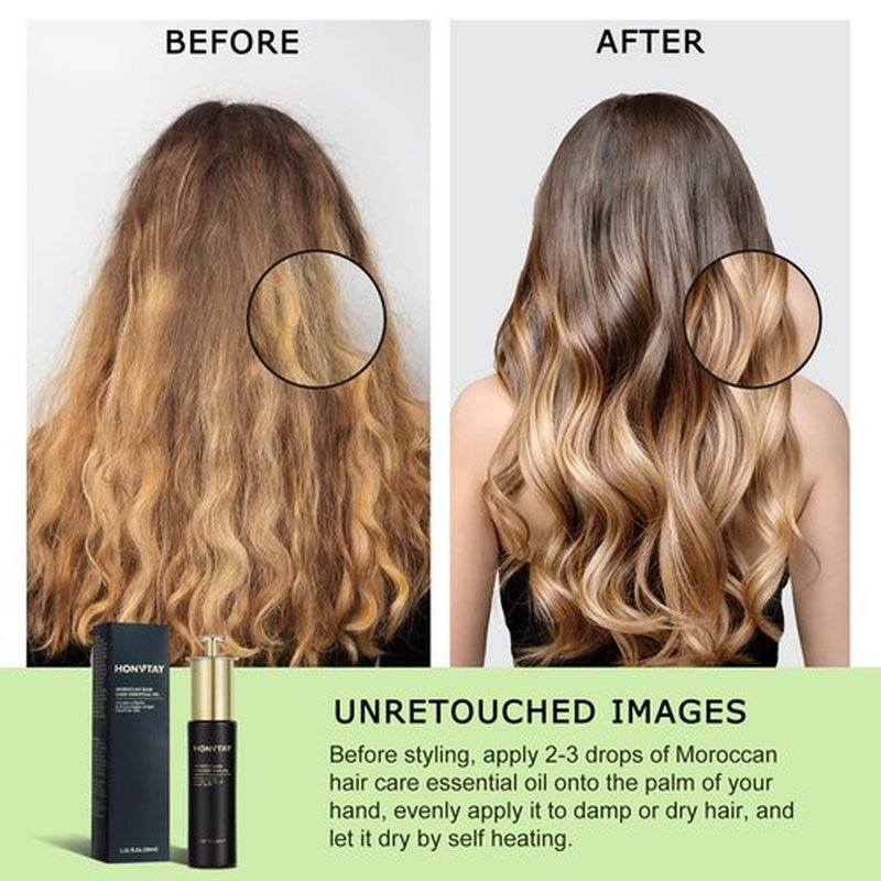 HonvTay Moroccan Hair Oil Has Multiple Benefits, It can Provide Various Hair Textures with Moisture, Strength, Repair and Other Care, Making the Hair Healthier and More Beautiful(1.01 fl oz) (BLACK)