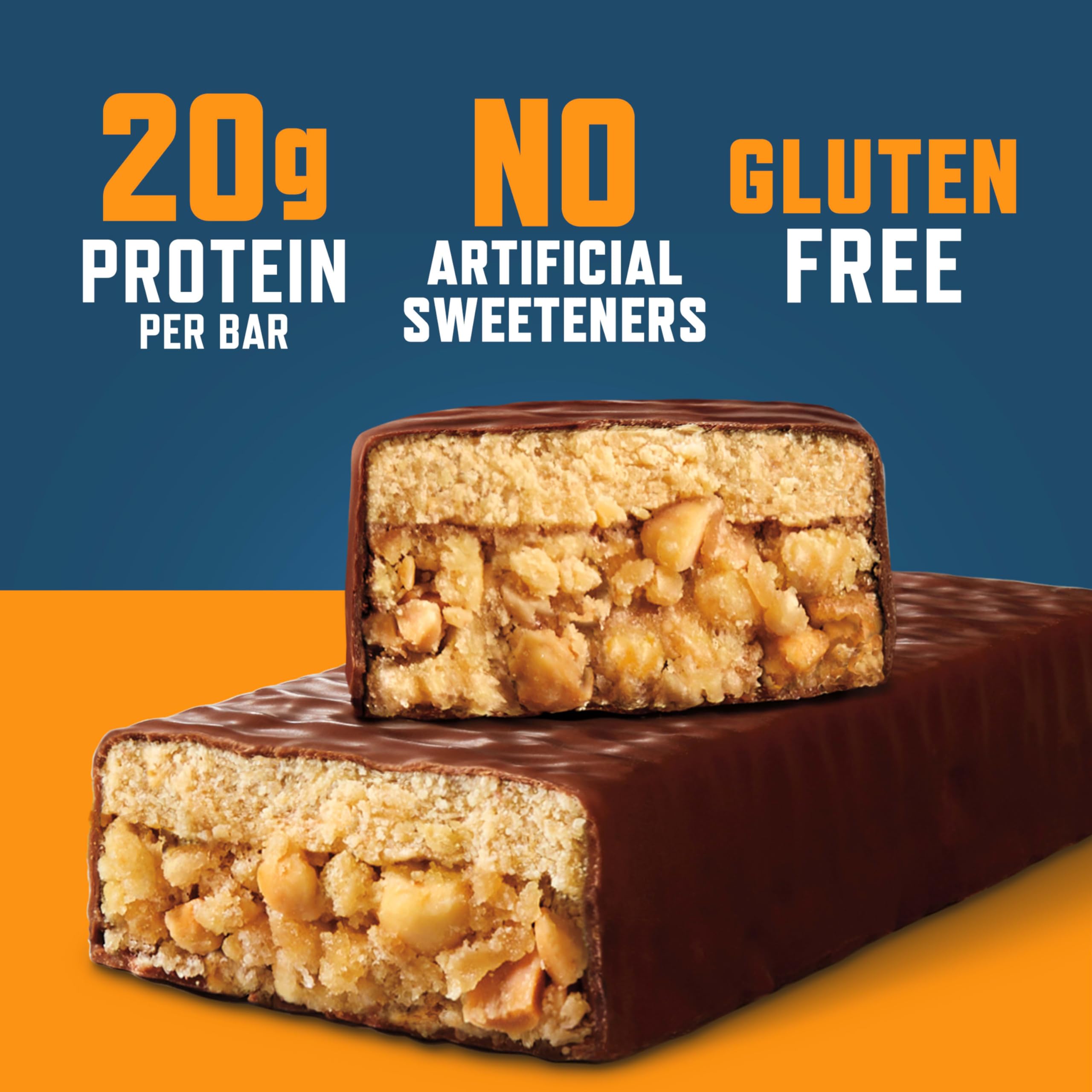 CLIF BUILDERS Protein Bars, Chocolatey Peanut Butter, 20g Protein, Gluten Free, Non-GMO, 12 ct