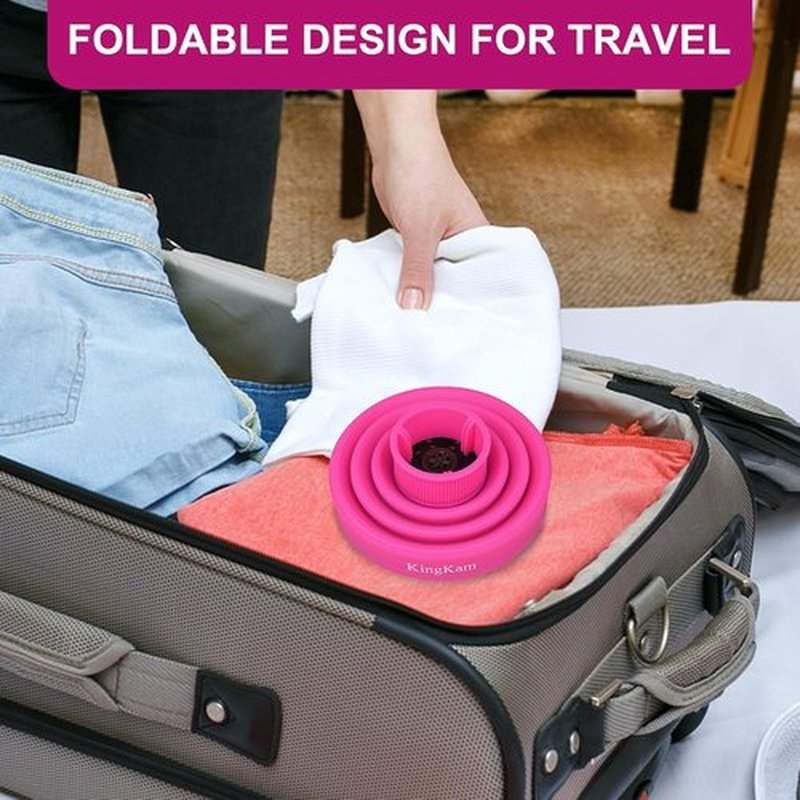 Collapsible Silicone Hair Dryer Diffuser - Travel-Friendly Design for Easy Storage | Fits Most Dryers (1.575-1.968 Inch) - Pink