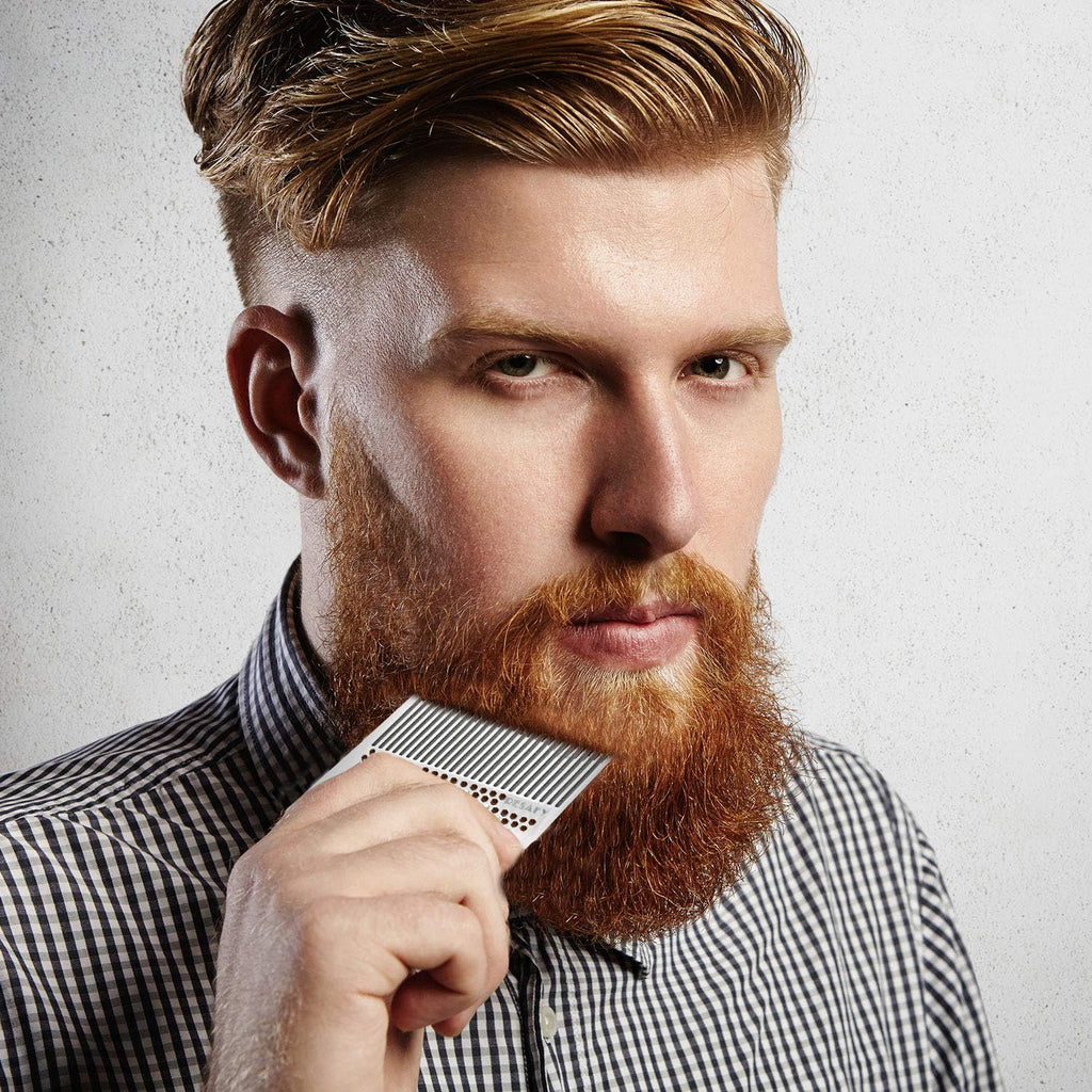 Resafy Stainless Steel Fine-tooth Anti-static Pocket & Travel Men Wallet Comb, Dandruff & Beard Credit Cart Size Comb EDC for Thinner Hair Beard & Mustache