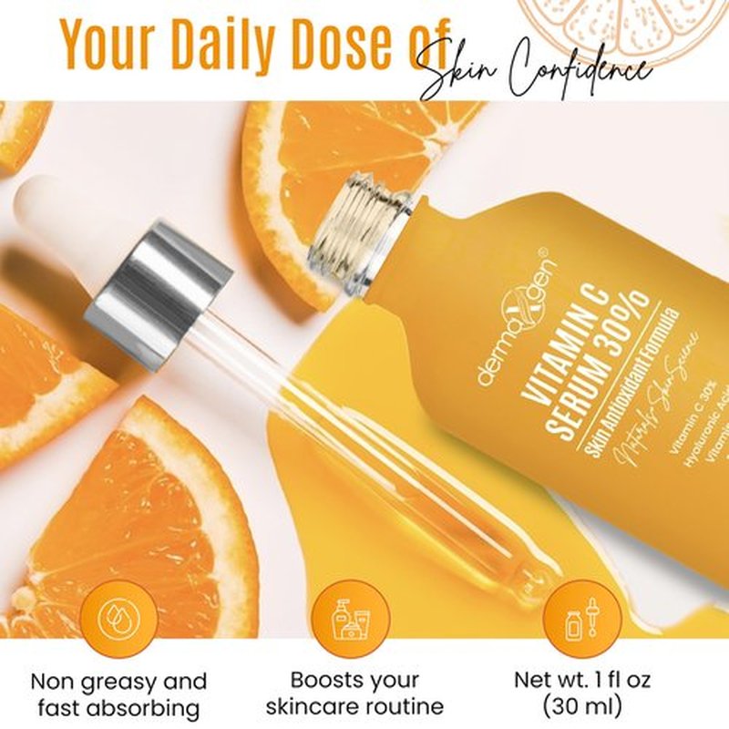 30% Vitamin C Serum (8 Fl Oz) Pure Organic Anti- Wrinkle + Hyaluronic Acid + Retinol + Vitamin E + Vitamin B, Facial Serum For Anti-aging, Wrinkles, And Fine Lines.