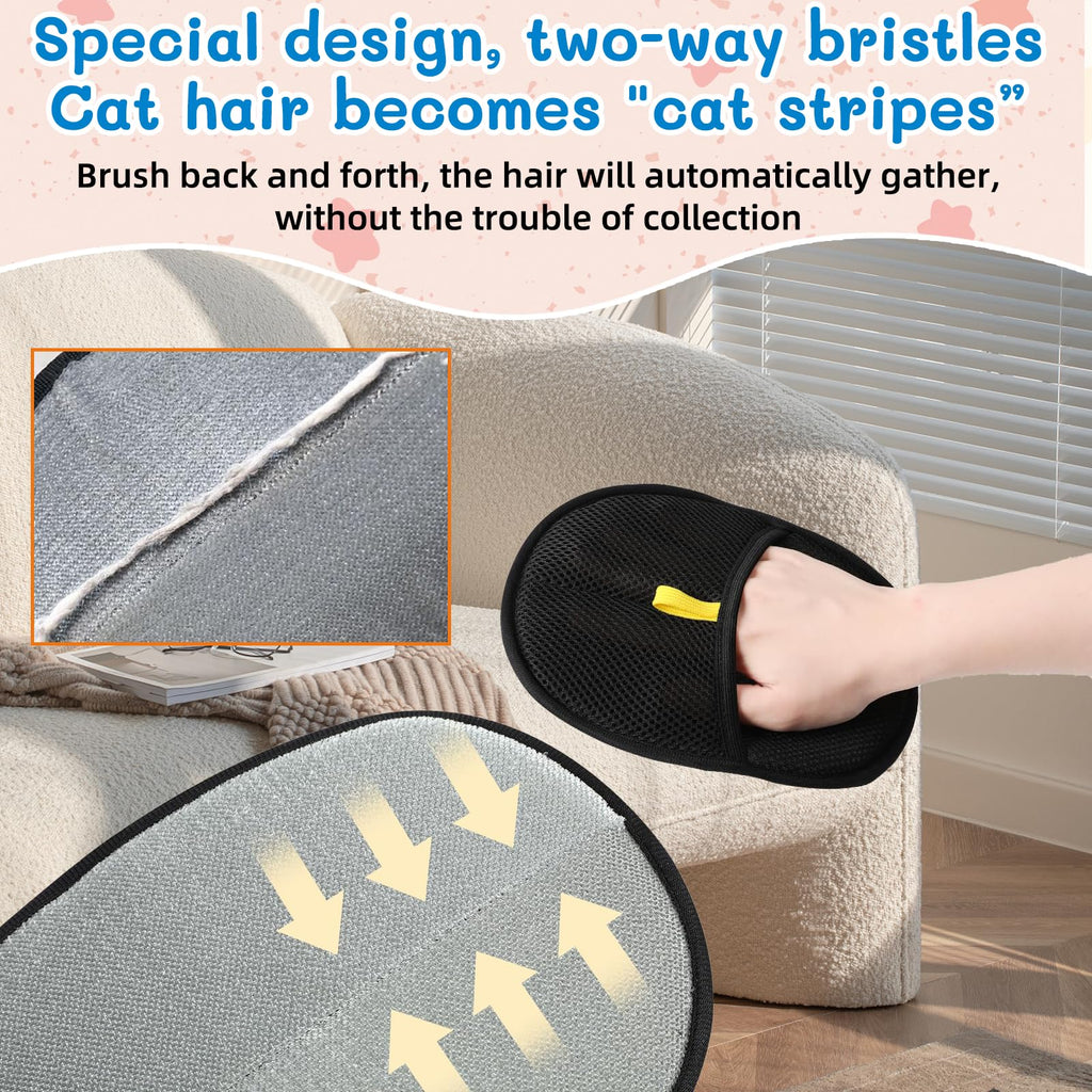 SHBLOMK 2PCS Pet Hair Removal Gloves, Reusable Double Sided Electrostatic Pet Hair Remover Gloves, Washable Dog & Cat Grooming Gloves for Furniture, Bed, Sheets, Couch, Clothes, Carpet and Car Seat