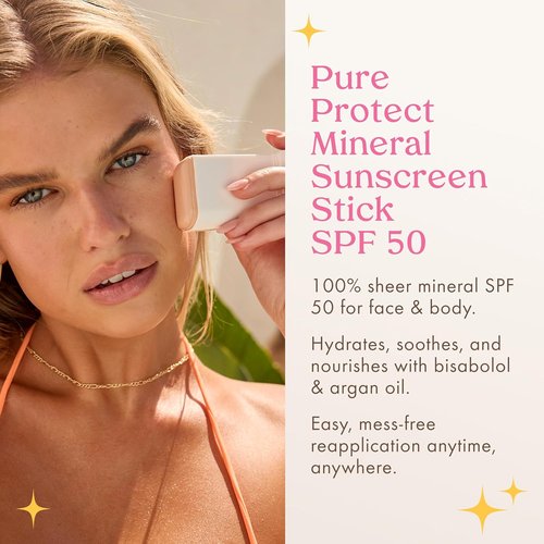 Kopari Pure Protect SPF 50+ Mineral Sunscreen Stick - Hydrating Zinc Oxide Formula for Face & Body