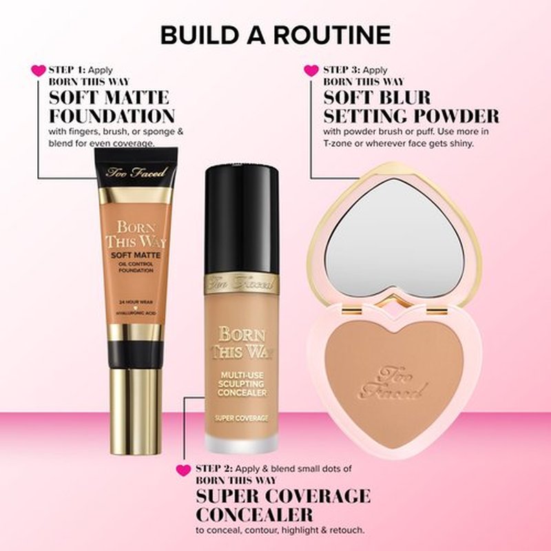 Too Faced Born This Way Soft Matte Foundation | Hydrating, Blurring, Waterproof, All-Day Oil Control Foundation that Helps Smooth Skin’s Appearance, 1 Fl Oz, Natural Beige