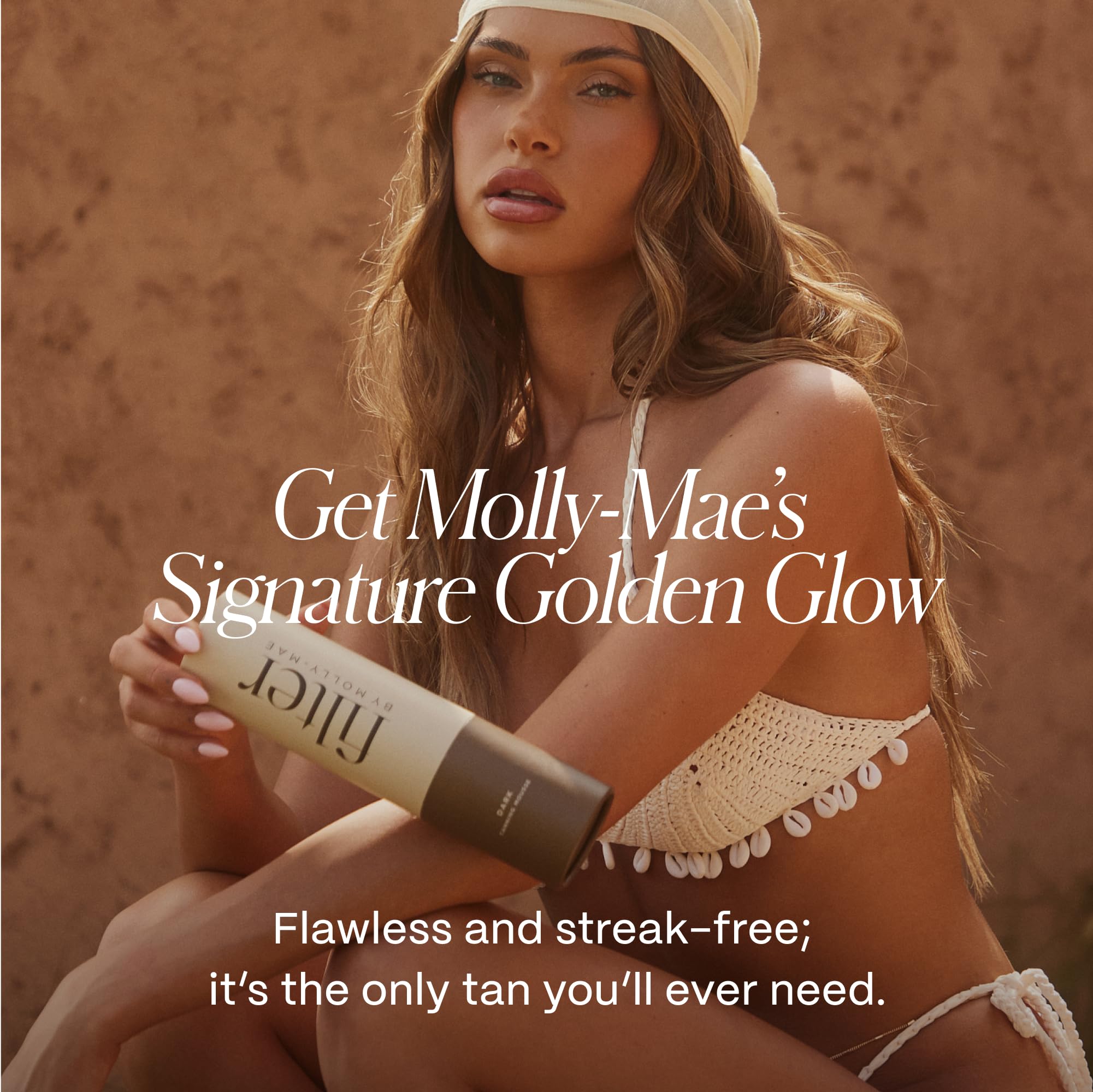 Filter By Molly-Mae Sunkissed Bundle | Extra Dark Self Tan Mousse | Fast Drying Streak Free Fake Tan | Bronzed Glow | Large Double Sided Velvet Soft Tanning Mitt | Perfect for Face & Body Application