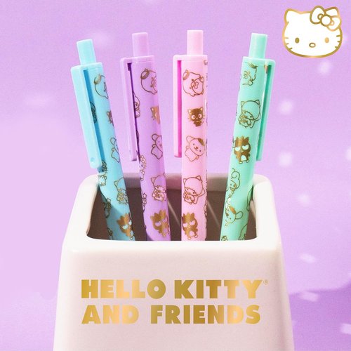 Hello Kitty & Friends 4-Piece Pen Set - My Melody & Kuromi | Cute School & Office Supplies