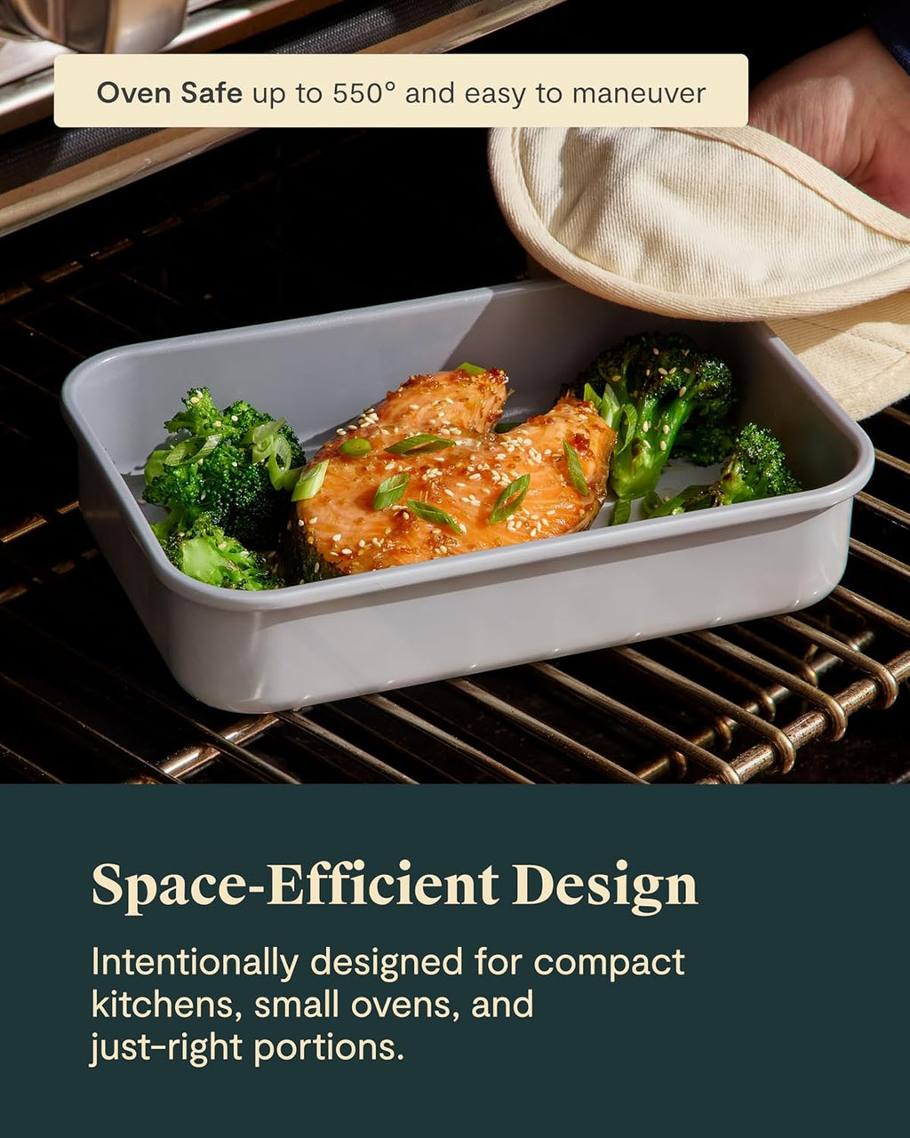 Caraway Nonstick Baking Pan Duo - 9” x 6.5” Deep Ceramic Casserole Dish - Non-Toxic, PTFE & PFOA Free - Sage