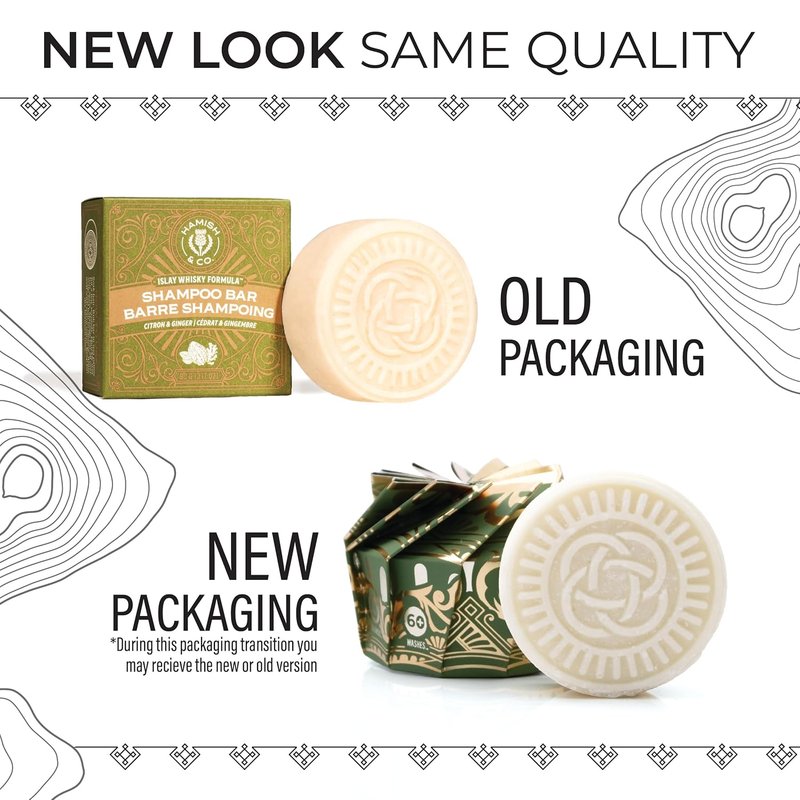 Viori Hamish & Co. Shampoo Bar - Citron & Ginger - Natural Men's Shampoo - Handcrafted with Islay Whiskey