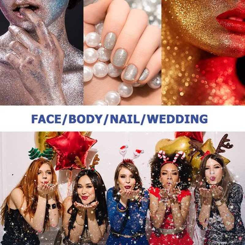 Body Glitter Spray, Silver Glitter Spray for Hair and Body, Include 1 Jar of Refills