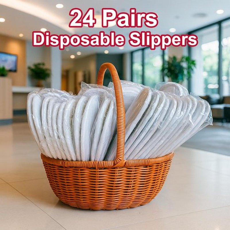 Celmuron 24 Pairs Disposable Slippers for Guests – Soft Fleece Surface, Individually Wrapped Bulk Spa Slippers for Hotel, Travel, Beauty Salon, Home Use(White)