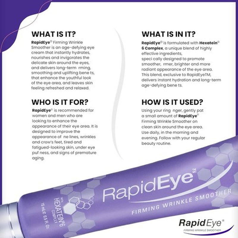 RapidEye Firming Wrinkle Smoother - Anti-Aging Eye Cream with Retinol & Caffeine for Puffiness Relief - 0.5 fl oz
