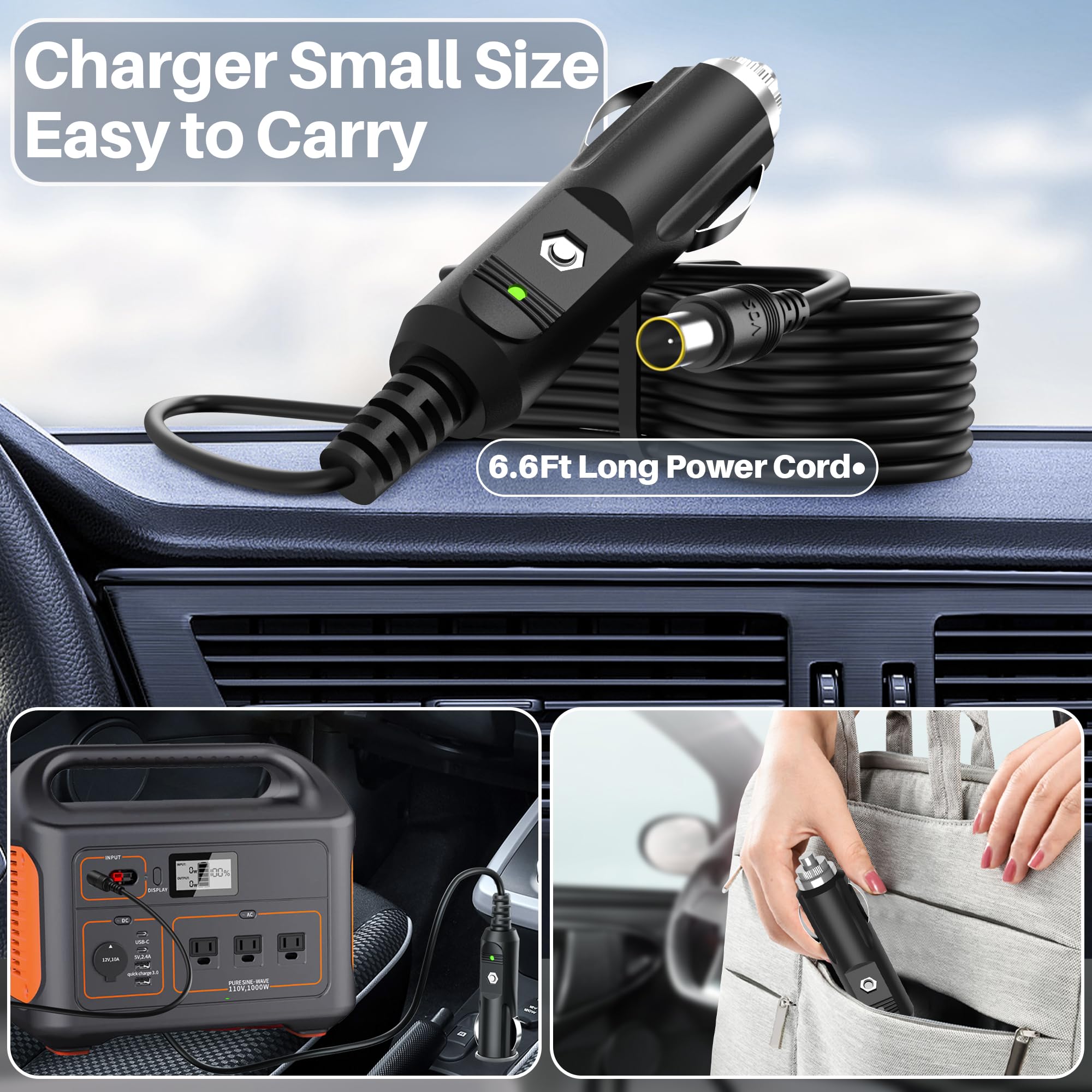 Charger for Jackery Portable Power Station Explorer 12V-24V Car Charger