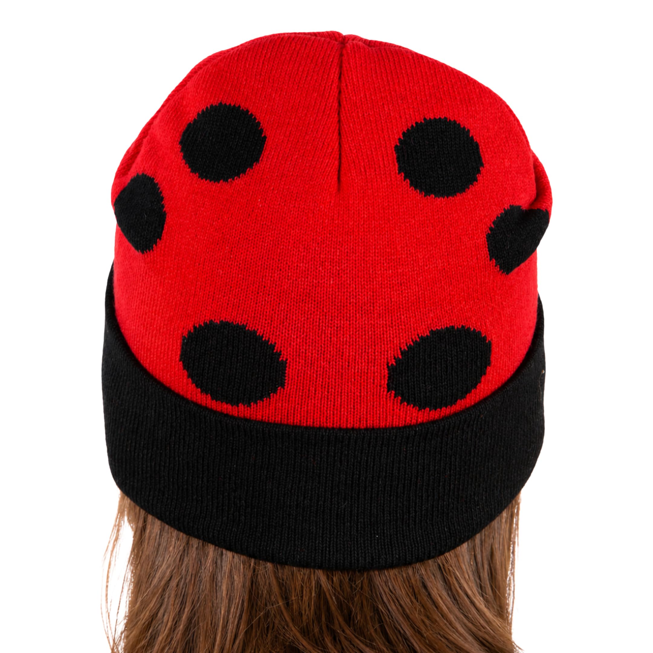 ComfyCamper Red Ladybug Beanie Costume Hat for Womens Lady Bug Beetle Animal Cosplay Hats Halloween Costumes, One Size
