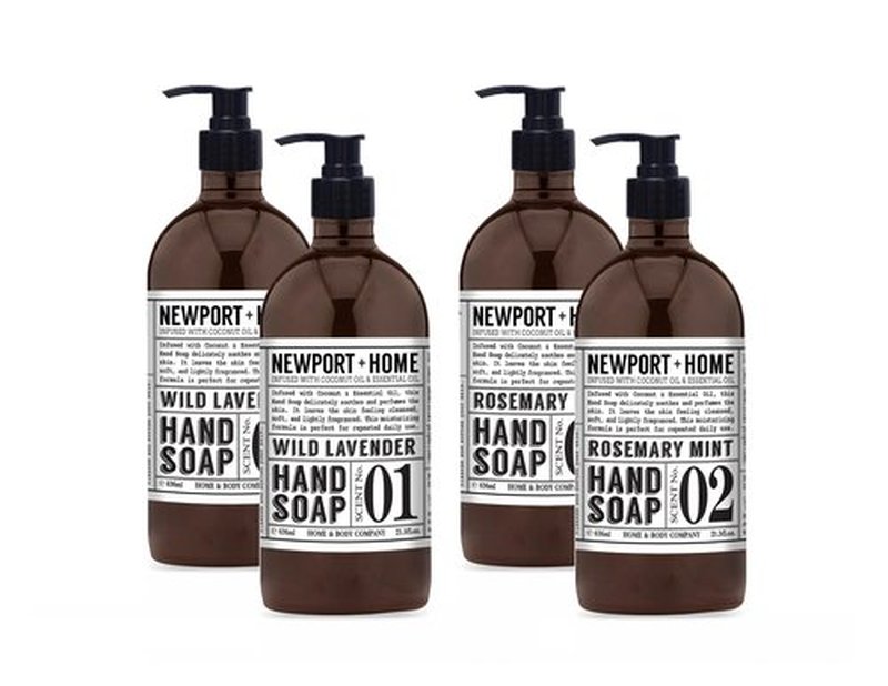 Newport Home Hand Soap, Wild Lavender and Rosemary Mint, 21.5 fl oz, Set of 4, Home and Body Co
