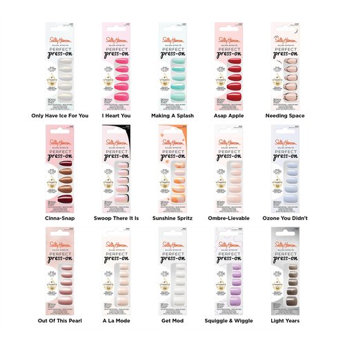 Sally Hansen Salon Effects Perfect Press-On Nails | Square Shape | Easy to Apply, Non-Damaging | 30 Nails, Nail Glue, Adhesive Tabs, File | A La Mode