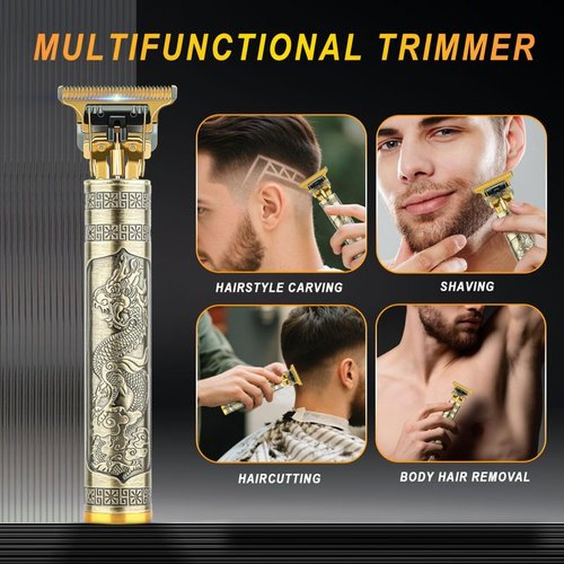 LQT Professional Hair Trimmer for Men, Beard Trimmer Hair Clippers for Men, Hair Clippers with 4 Limit Combs, Cordless Rechargeable Hair Trimmer Metal Body Cutting Grooming Kit