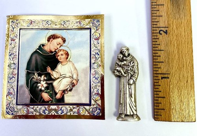 St. Anthony Mini Statue Gift Set - 1 Inch Long Statue with Prayer Card | Perfect Religious Gift