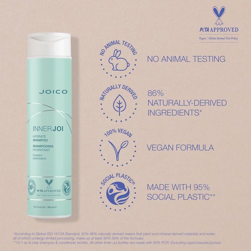 Joico InnerJoi Hydration Shampoo & Conditioner Set - Sulfate & Paraben Free | Vegan Formula for Dry Hair & Scalp | 10.1 Fl Oz