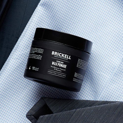 Brickell Men's Products Flexible Hold Wax Pomade - Natural & Organic Hair Styling, 2 Oz | Irritation-Free Shine