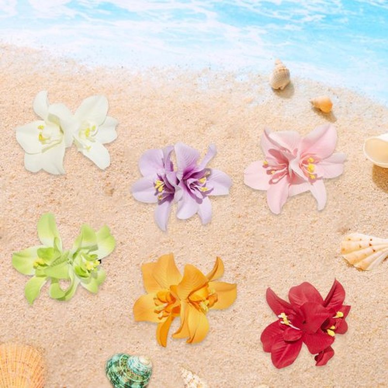 Generic 6 Colors Artificial Flower Hair Clips, Bohemian Flower Hairpin Hawaiian Hairpin for Seaside Holiday, 3.5 Inch Bridal Hair Bobby Pins Headwear for Women Girls(Twin Flowers)