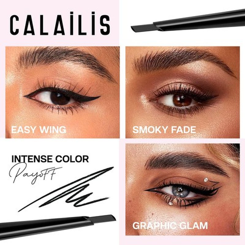 CALAILIS Black Eyeliner Pencils - Waterproof Eyeliner Smudge Proof Long-lasting Eye Liner Pencil (BLACK)