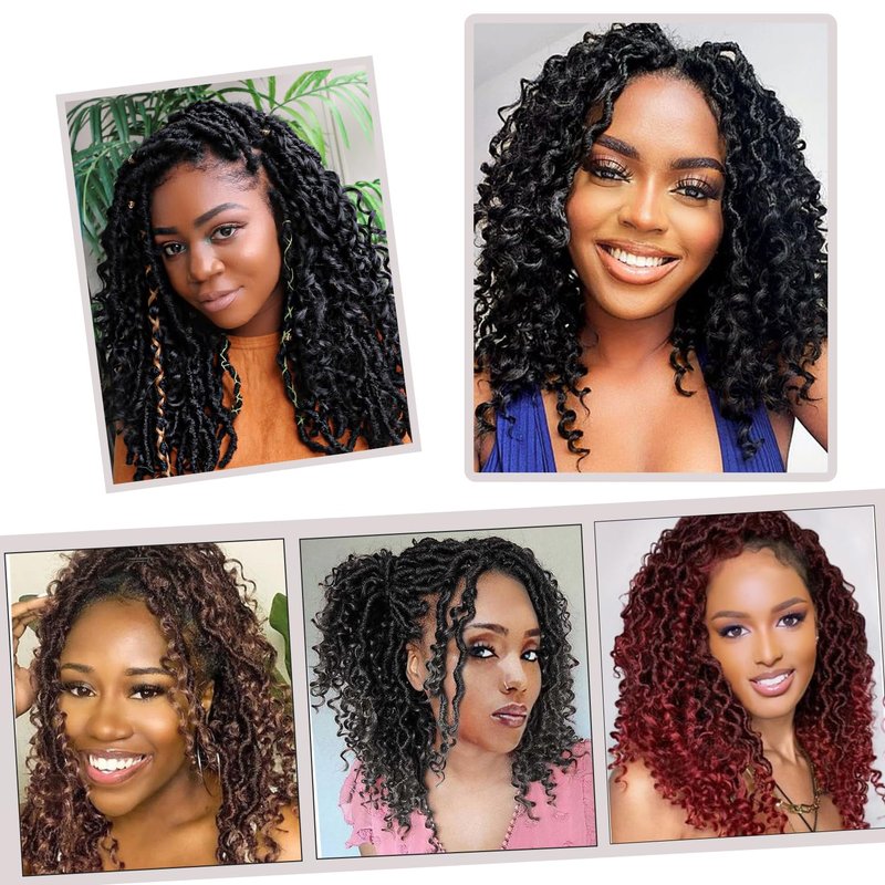Vemet Goddess Locs Crochet Hair 8 Inch 9 Packs Faux Locs Synthetic Crochet Hair for Black Women, Boho Style Pre looped crochet with Curly Ends 1B
