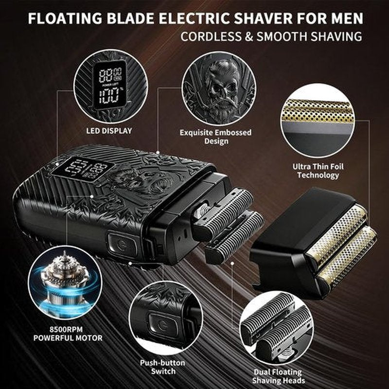 BESTBOMG Professional Cordless Mens Hair Clippers & Beard Trimmer and Electric Shavers Kits & Sets,Metal Hair Clippers Cutting Grooming Kit with Long Battery Life for Family Barber Use (Black)