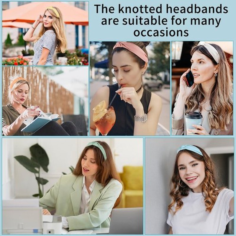 obeoby 8Pcs Girls Headbands, Knotted Headbands for Teen Girls Summer Outdoor Outfit Light Multicolor Series Easter Basket Stuffers Hair Accessories Trendy Stuff