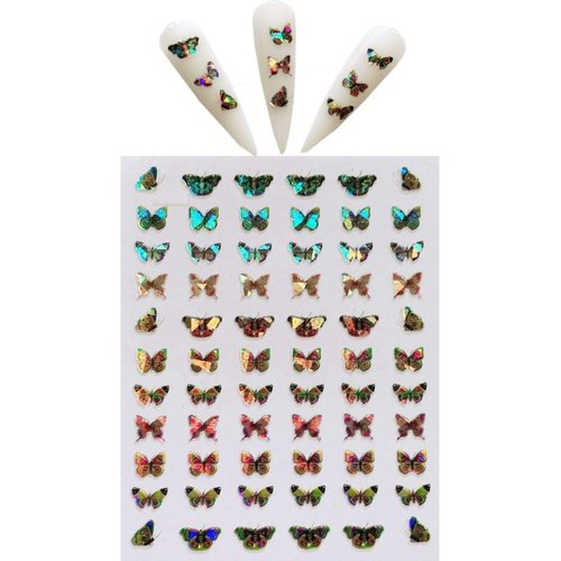 NAIL ANGEL 9sheets Nail Art Adhesive Sticker Sheets Different Laser Color Butterfly Shapes Nail Art Decoration 10215