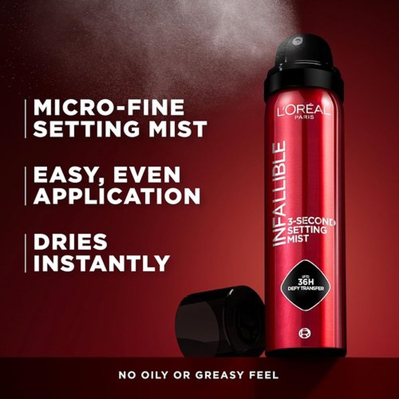 L'Oreal Paris Infallible Setting Spray - Microfine Mist for 36HR Wear | Clear, 1.76 oz