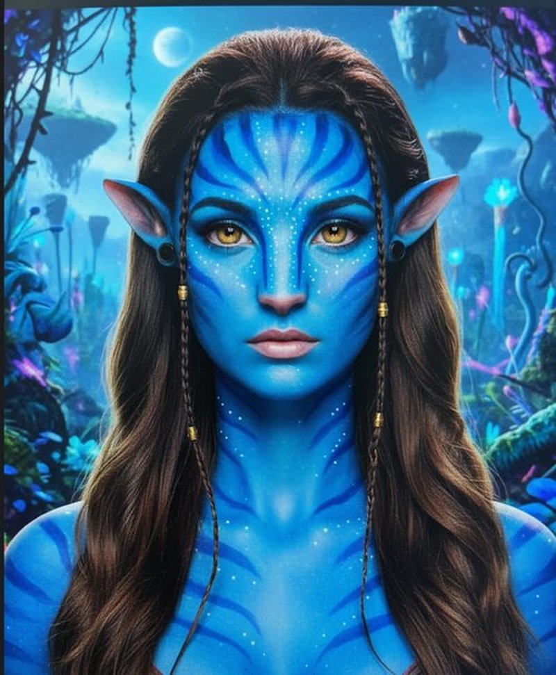 8pcs Avatar Makeup Kit,Navy Blue White Face Paint, Royal Blue Face Paint for Smurf Mystique Cosplay,Lip Gloss,White UV Eyeliner, Short Elf Ears,Single Eyeshadow,Halloween Body Paint Set with 2 Sponges