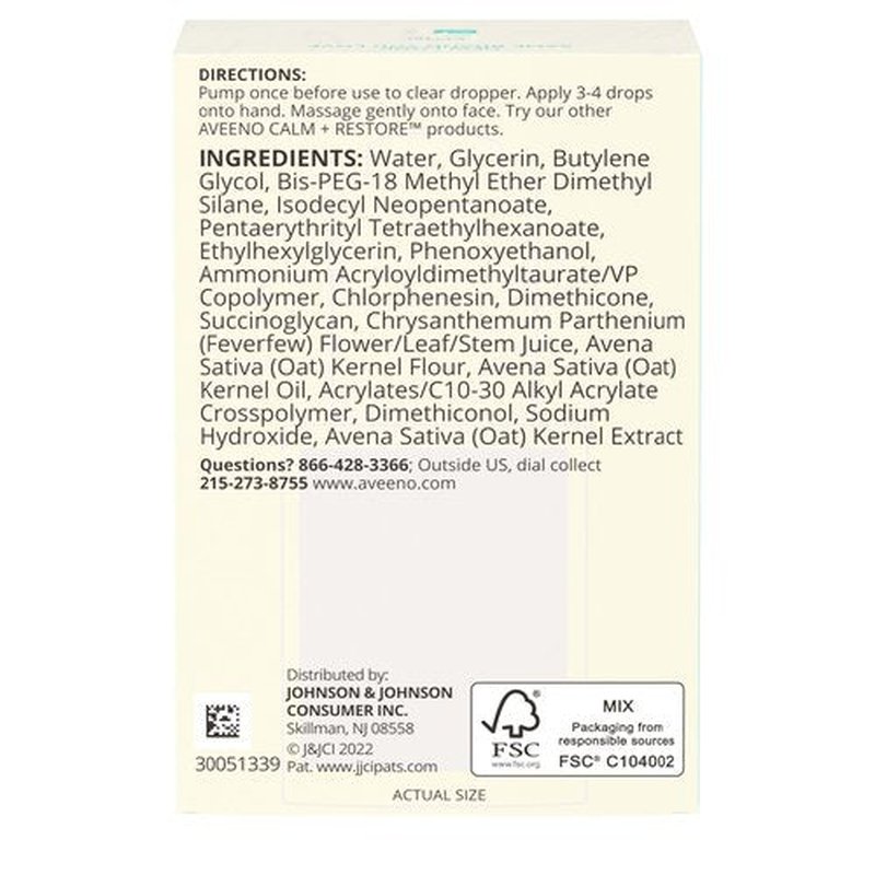 Aveeno Skin-Care Bundle for Sensitive Skin, Calm + Restore Triple Oat Hydrating Facial Serum, 1 fl. oz, & Travel Size Daily Moisturizing Cream + Prebiotic Oat, 0.5 oz, Fragrance Free, Two Items