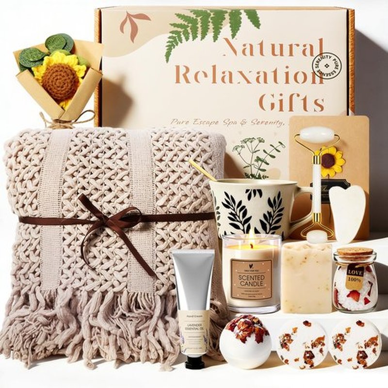 Get Well Soon Gifts Baskets for Women - Self Care Spa Care Package w/Blanket, Thinking of You Inspirational Gift, Relaxation Valentine's Day Birthday Gifts for Mom Wife Her Coworker Firends