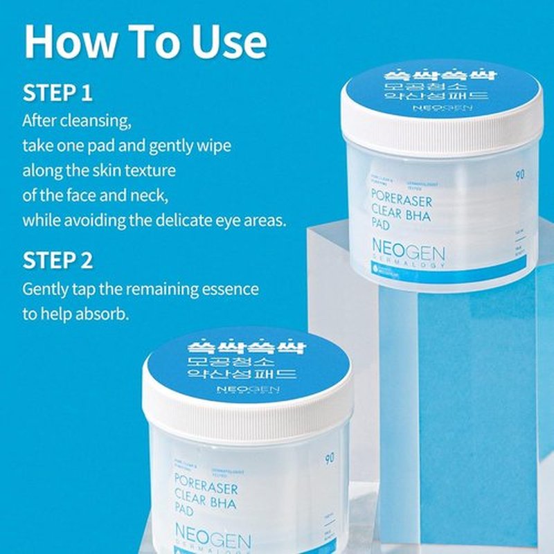 NEOGEN DERMALOGY Poreraser Clear BHA Pads - Exfoliating Facial Treatment for Blackheads & Enlarged Pores (90 Pads) | Sensitive Skin Care