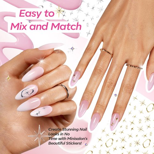 Modelones French Manicure Kit, French Tip Gel Nail Polish Set with French Tip Nail Stamp and Silver Gold Stickers Jelly Nude White Pink Sheer 4 Colors, Valentine Day New Year Nail Art Tool Gift