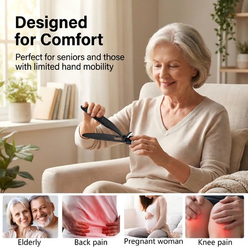 QPOIBSD Long Handle Toenail Clippers for Seniors - 45° Angled Head Wide Jaw Nail Clippers for Thick Nails, Heavy Duty Toe Nail Trimmer with Catcher for Men, Pregnancy, Arthritis, Limited Mobility