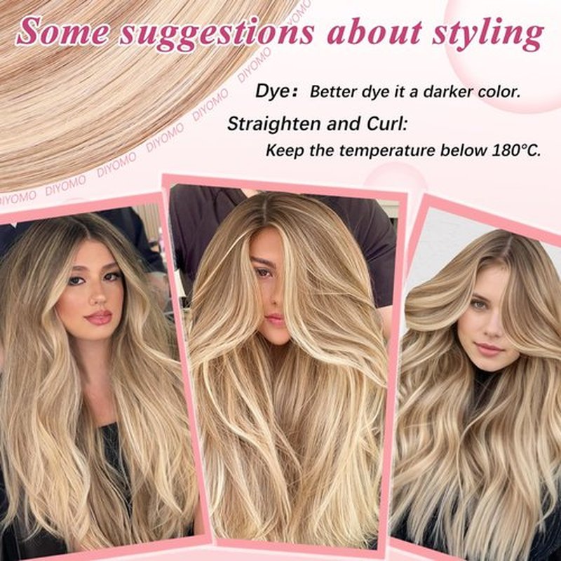 DIYOMO I Tip Hair Extensions - Human Hair,Ash Brown Highlighted Bleach Blonde 20 Inch For Women Soft & Natural Itip Human Hair Extensions 50g 60s
