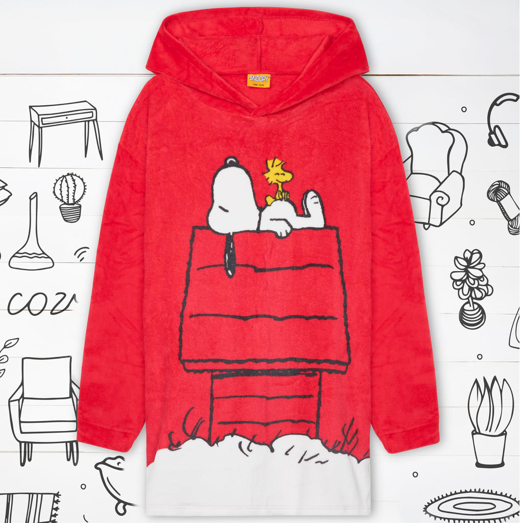 Peanuts Snoopy Hoodie Blanket Women Teens Oversized Fleece Poncho Wearable Blanket Sweatshirt Loungewear Gifts for Women