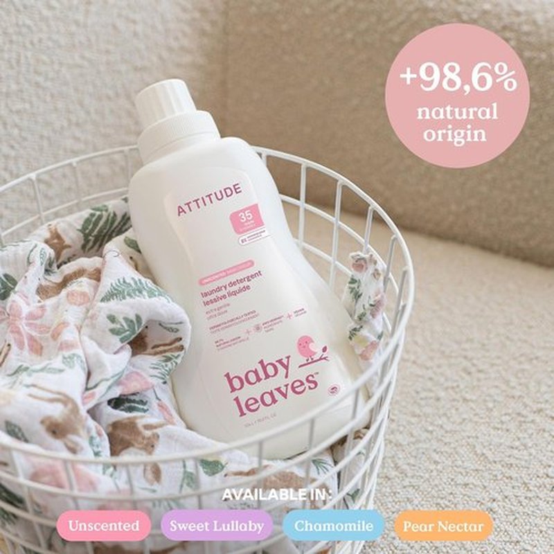 ATTITUDE Baby Laundry Detergent - EWG Verified, Plant-Based Formula, Sweet Lullaby Scent, 35 Loads, 35.5 Fl Oz