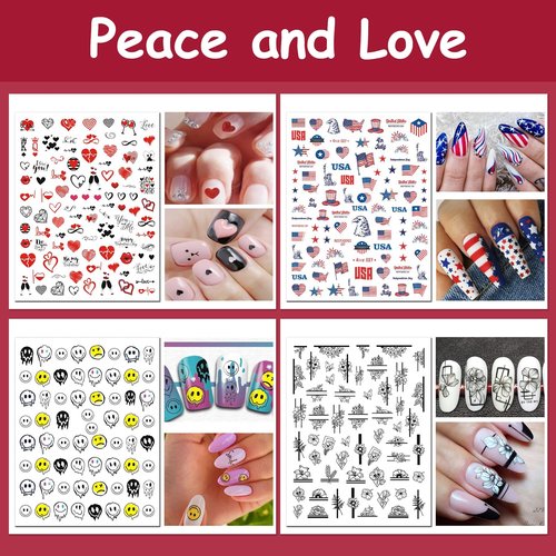 TailaiMei 24 Sheets Holiday Nail Stickers, Halloween, Christmas, Fall, Valentine Mixed All Seasons Variety Pack for Year-Round Seasonal Nail Art Decorations, Self-Adhesive Design Nail Decals