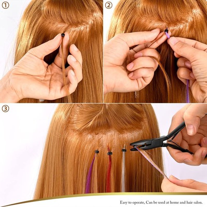 EHDIS Hair Extension Pliers Multi Functional Microlinks Hair Extensions Pliers & Hair Extension Tool for Micro link, Micro Ring, Feather Extension, Beads Closer Tool Kit (Type1)