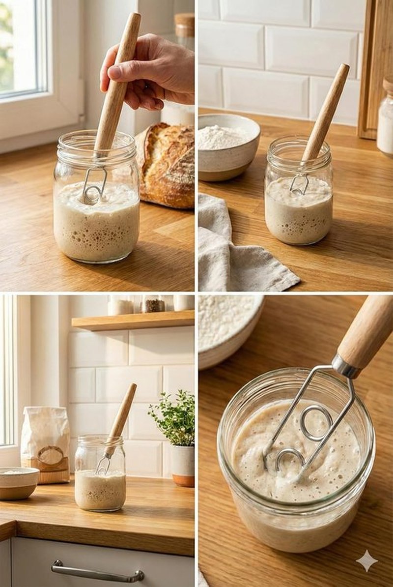 New England Sourdough Starter Co. | Sourdough Starter Stirring Hook & Dough Whisk | Small Size for Jars | Enhance Your Baking Results