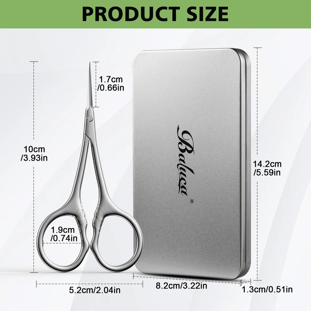 BALUCA Professional Extra Fine Curved Cuticle Scissors - Super Slim 3.9” Manicure & Grooming Scissors with Precision Tip for Nails, Cuticles, Eyebrows, Eyelashes, Dry Skin