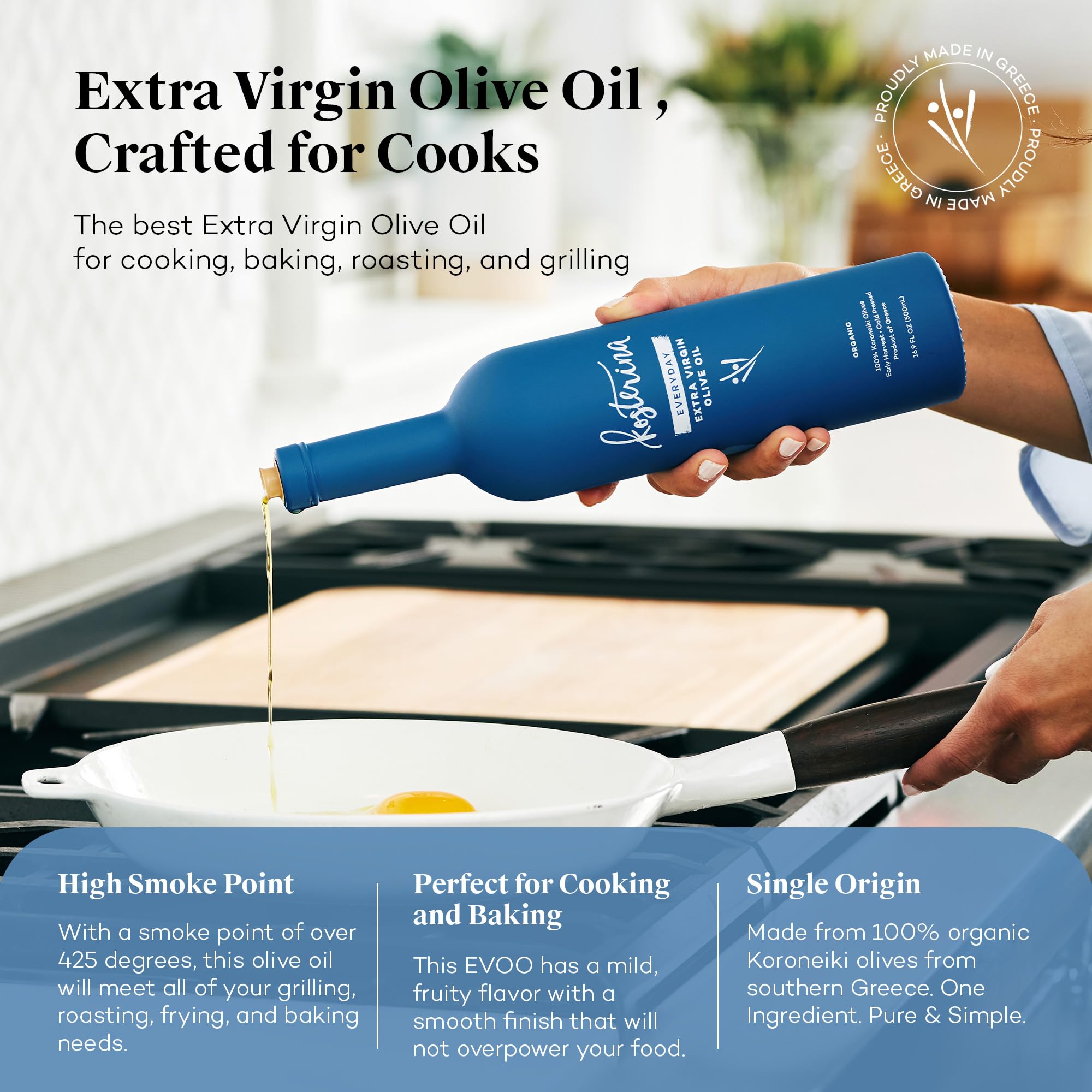 Kosterina Extra Virgin Olive Oil Gift Set | Polyphenol Rich Greek Olive Oil, Cold-Pressed EVOO, Early Harvest Koroneiki Olives | High Antioxidant Superfood | Harvested in Greece (16.9 oz | Set of 2)