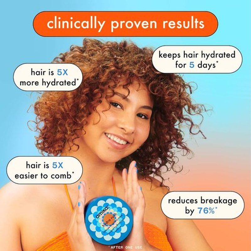 Amika Hydro Rush Intense Moisture Mask - Deep Hydration with Hyaluronic Acid | 8 oz