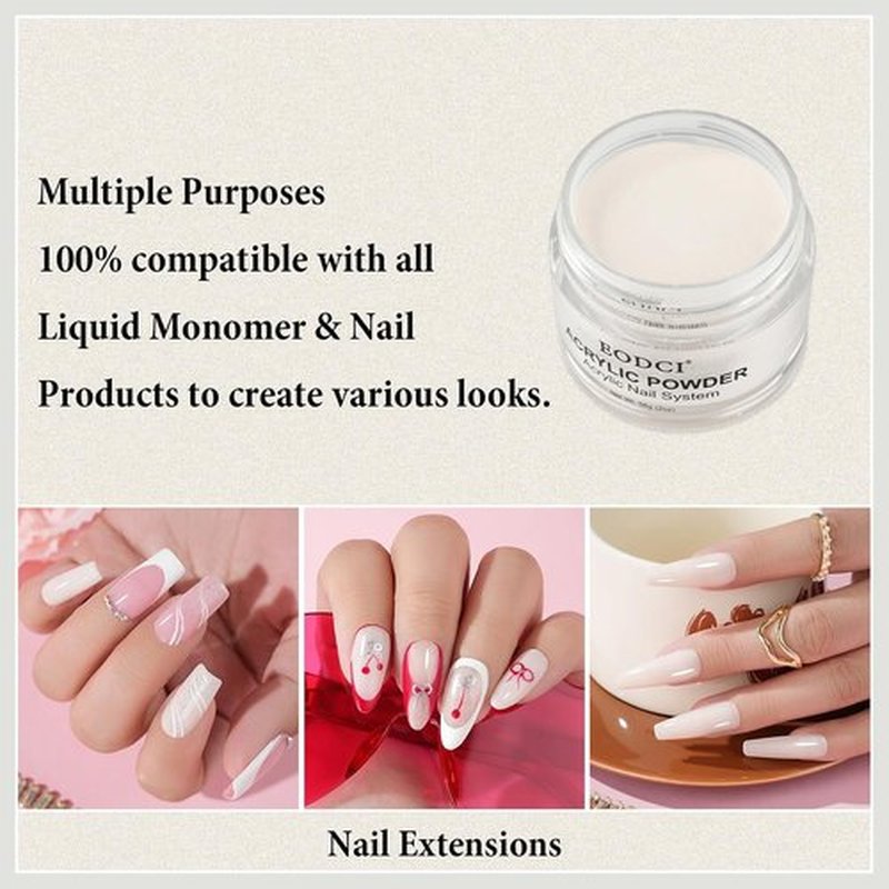 Eodci Acrylic Powder - Cover Pink 56g | Professional Long-Lasting Nail Extension Powder, No Lamp Needed